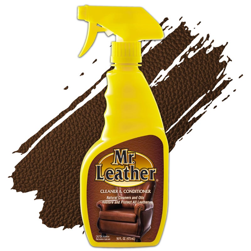 Mr. Leather Cleaner and Conditioner - Safe for All Leather & Vinyl - Hydrate and Shine with Water-Repellent Protection for Couches, Car Interior, Shoes, and Bags (16 oz) - Image 1